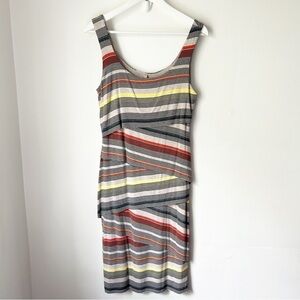 Anthropologie Bailey 44 Maia Column Dress Striped Layered Lined Stretch -Fits L